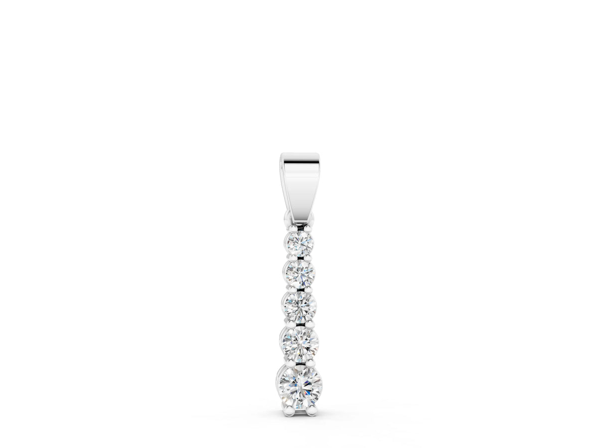 White gold Round Diamond Vertical Pendant with Prong Setting