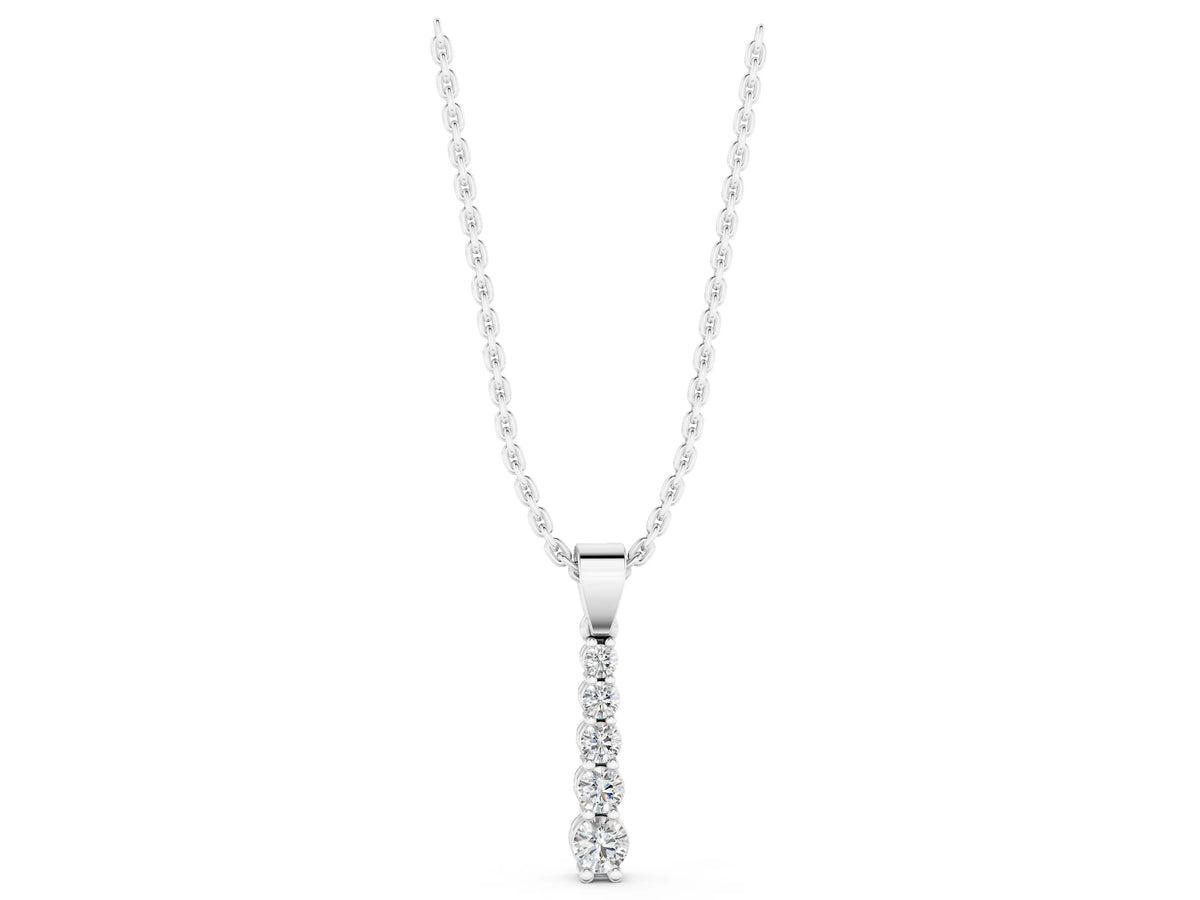 White gold Round Diamond Vertical Pendant with Prong Setting_1