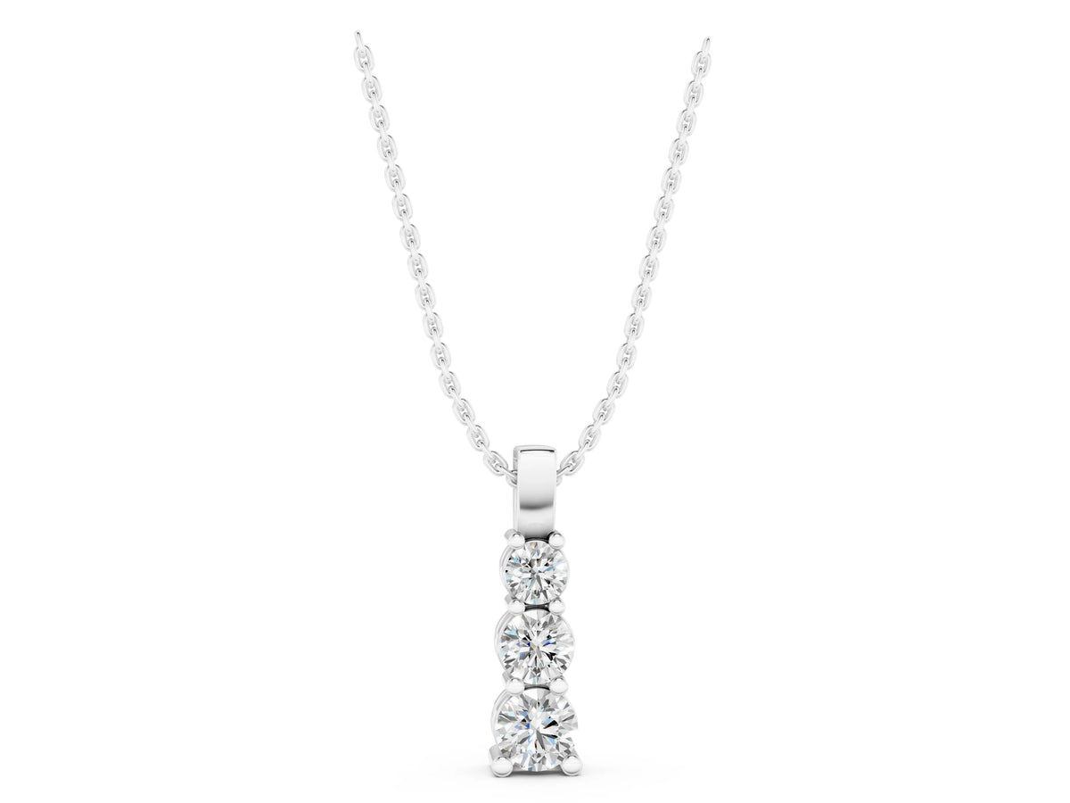 White gold Round Diamond Vertical Prong Pendant_1