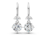 White gold Round Diamond Water Lily Drop Earrings with Diamond Accents
