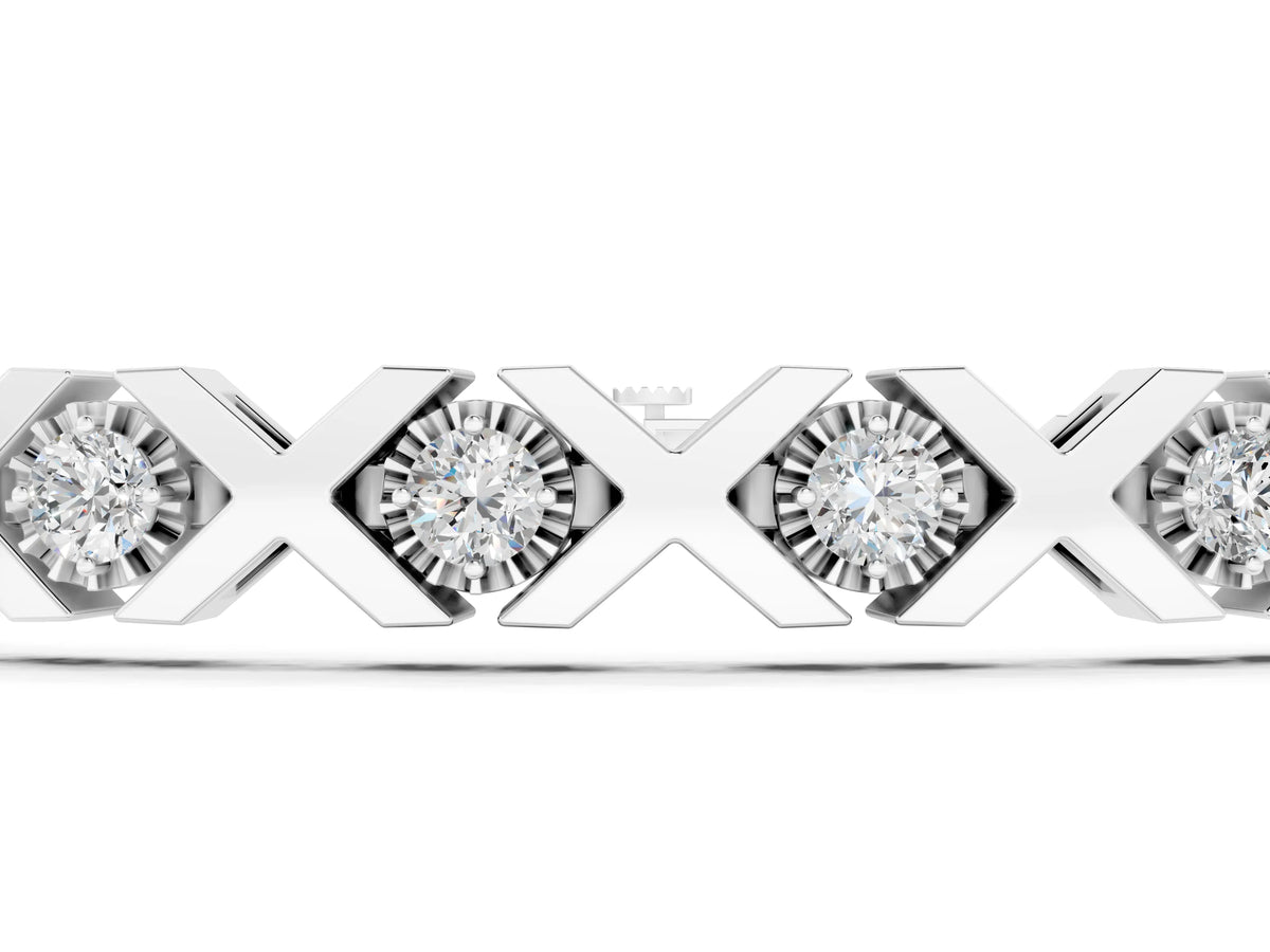 White gold Round Diamond XO Tennis Bracelet with Channel Setting and X Prong_1