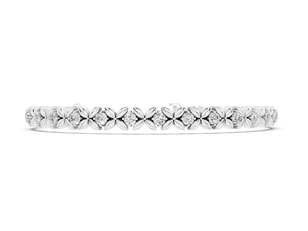 White gold Round Diamond XOXO Tennis Bracelet with Four-Prong Setting