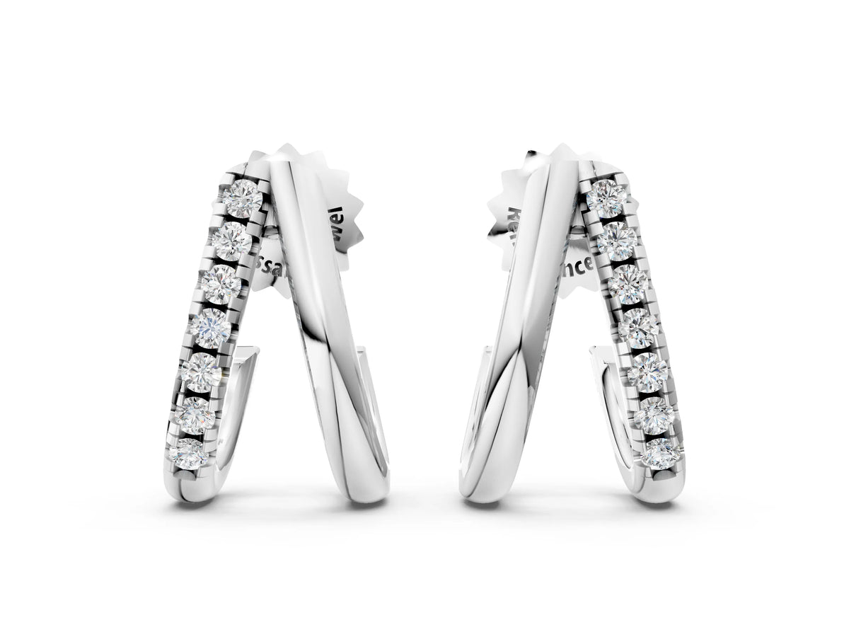 White gold Round Diamond Zuri Huggie Hoop Earrings