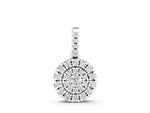White gold Round Double Halo Diamond Pendant with Pavé Setting
