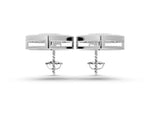 White gold Round Halo Diamond Drop Earrings with Milgrain Bezel Setting