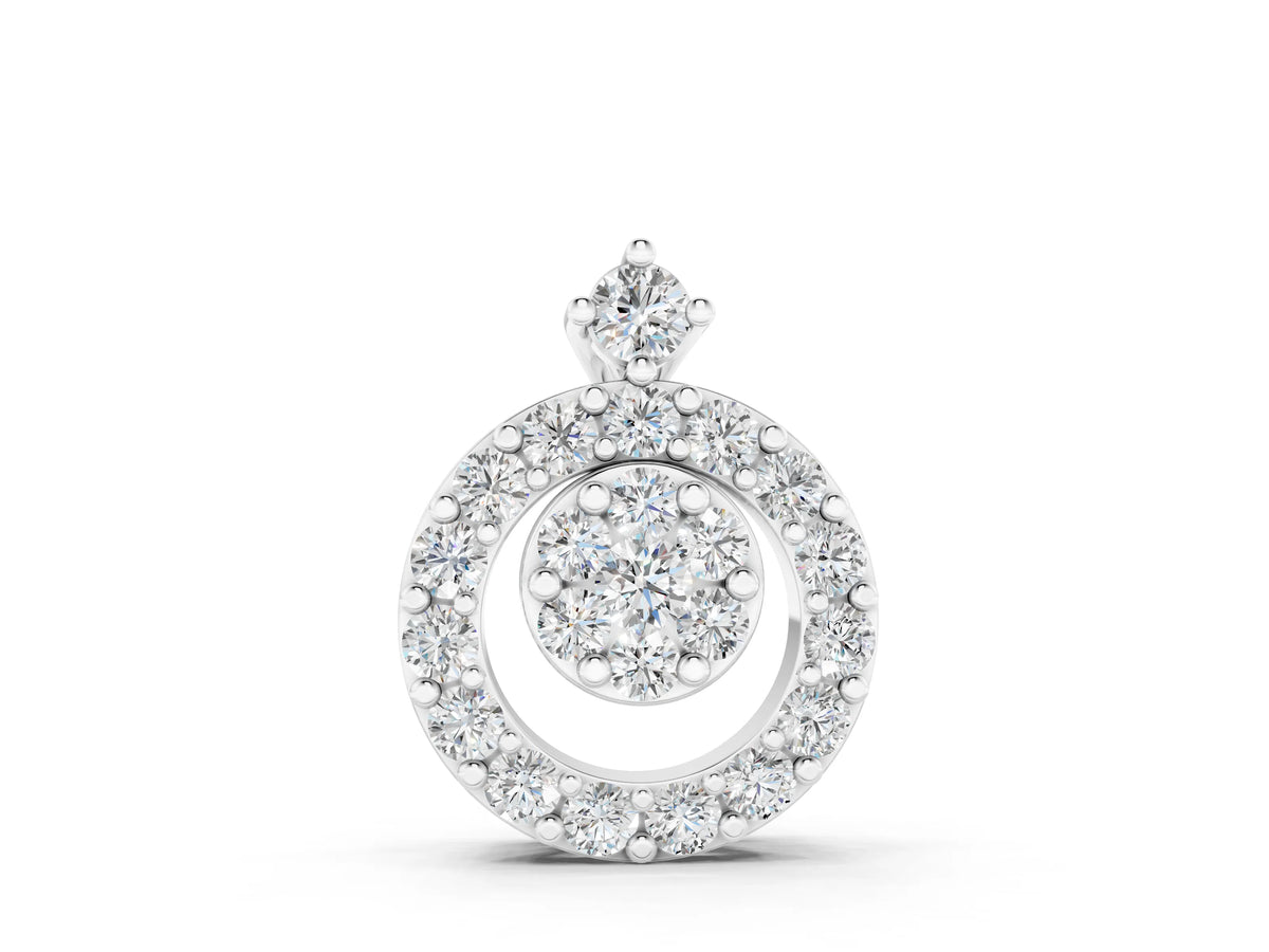 White gold Round Halo Pavé Diamond Pendant with Four-Prong Setting