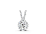 White gold Round Halo Pendant with Prong Setting