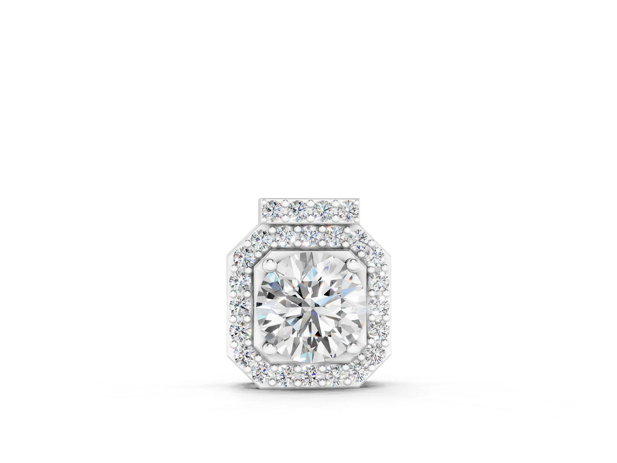 White gold Round Halo Prong-Set Diamond Pendant