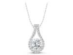 White gold Round Halo Prong Set Pendant_1