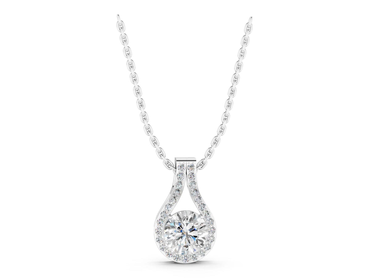 White gold Round Halo Prong-Set Pendant_1