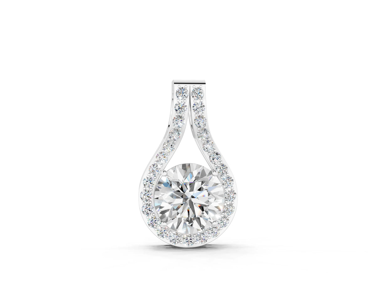 White gold Round Halo Prong-Set Pendant