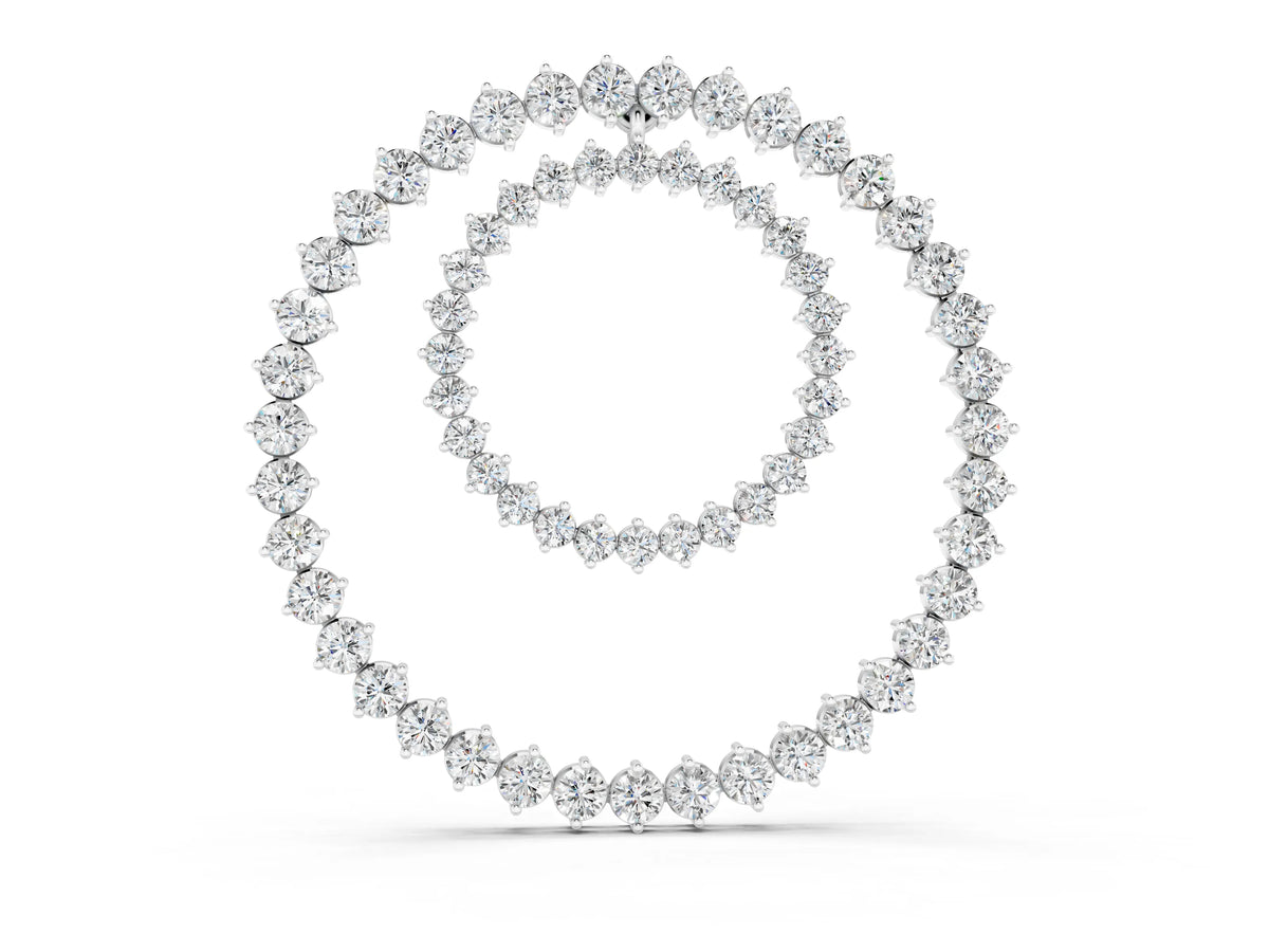 White gold Round Moissanite Double Halo Prong Set Pendant