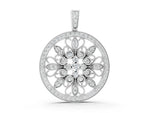 White gold Round Pavé Diamond Filigree Pendant