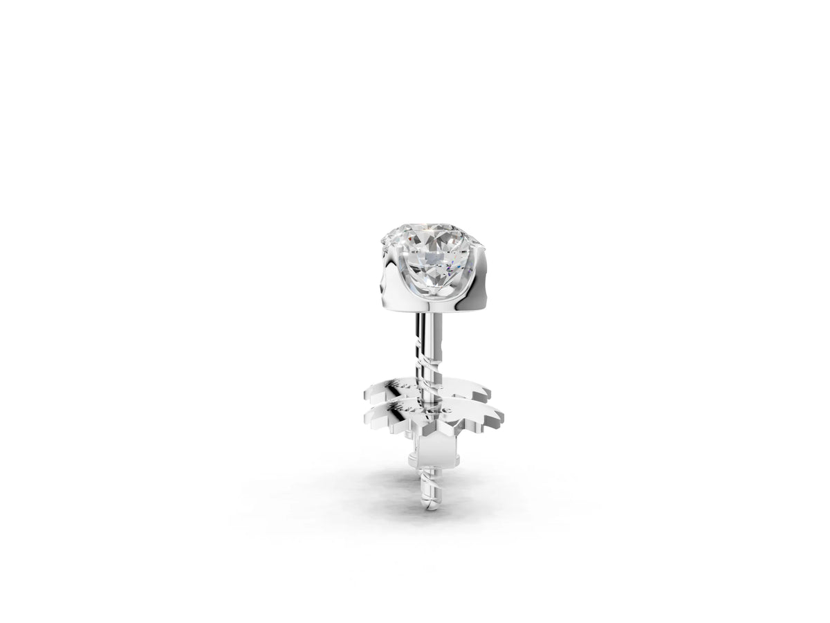 White gold Round Solitaire Diamond Stud Earrings with Four-Prong Basket Setting_2