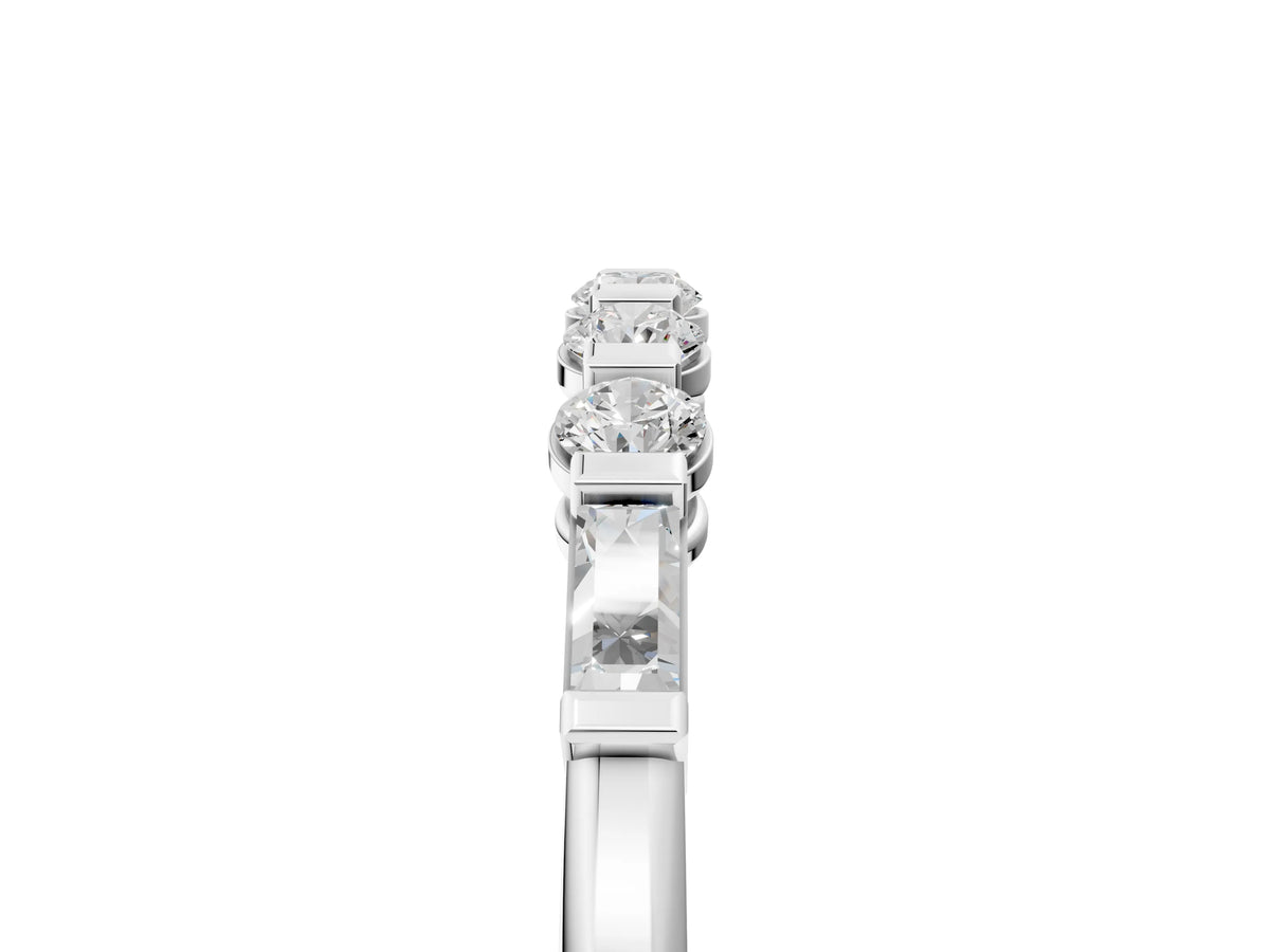 White gold Round and Baguette Diamond Prong Set Half-Eternity Band_5