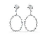 White gold Round and Marquise Diamond Open Oval Drop Earrings