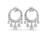 White gold Round and Pear Diamond Dangle Earrings