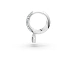 White gold Round and Radiant Diamond Huggie Hoop Earrings_1