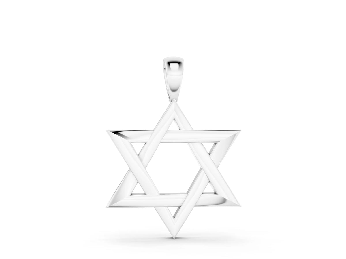 White gold Silver Star of David Pendant