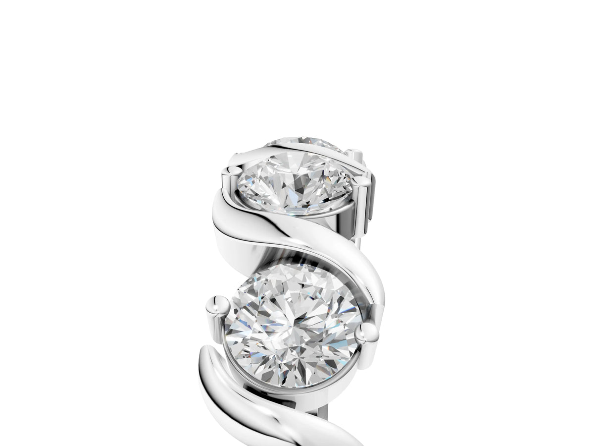 White gold Six-Stone Round Diamond Wave Band with Shared Prong Setting_5