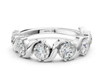 White gold Six-Stone Round Diamond Wave Band with Shared Prong Setting