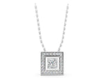 White gold Square Halo Princess Cut Pendant with Bezel Setting_1