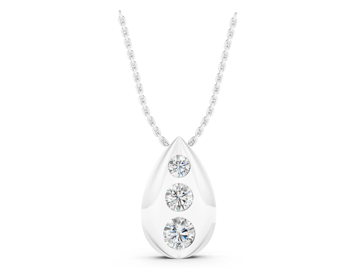 White gold Teardrop Bezel-Set Round Diamond Pendant_1