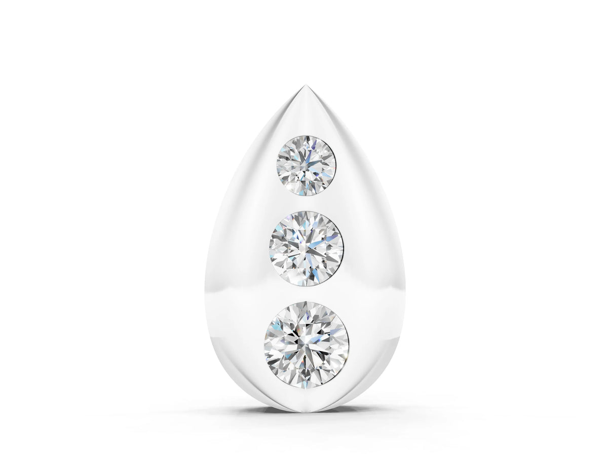 White gold Teardrop Bezel-Set Round Diamond Pendant