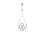 White gold Teardrop Diamond Pavé Pendant with Round Brilliant Cut