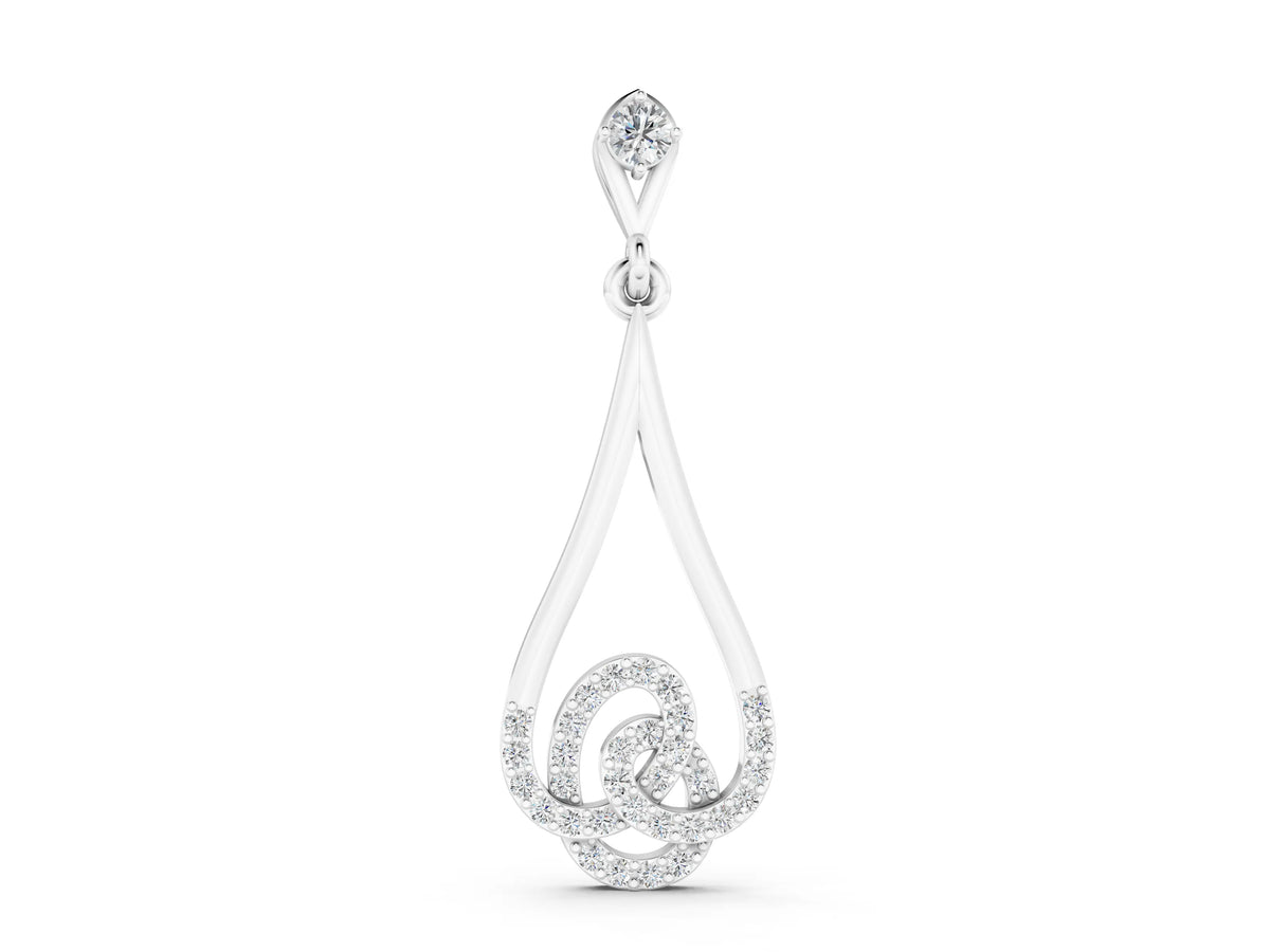 White gold Teardrop Diamond Pavé Pendant with Round Brilliant Cut