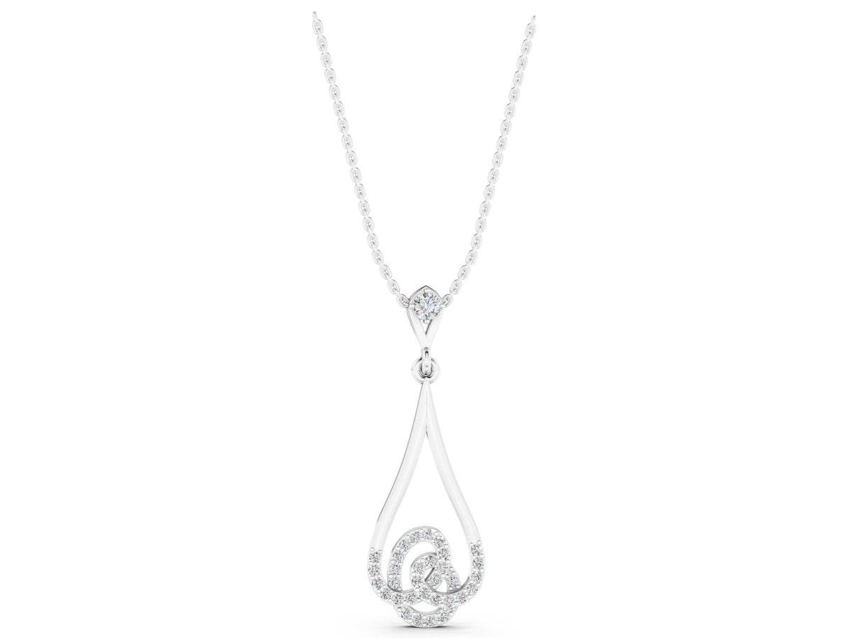White gold Teardrop Diamond Pavé Pendant with Round Brilliant Cut_1