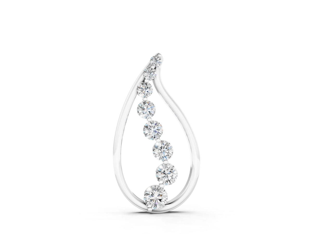 White gold Teardrop Diamond Prong-Set Round Pendant