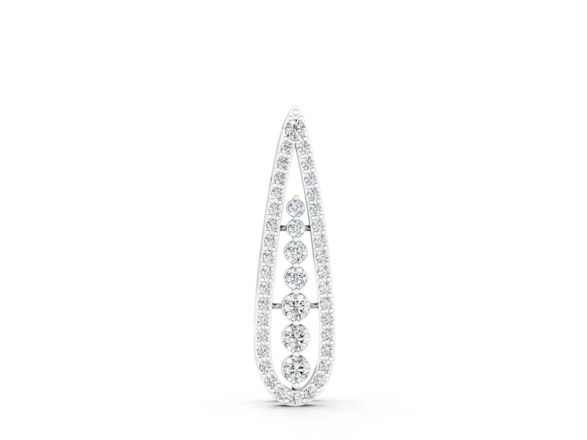 White gold Teardrop Pavé Round Diamond Prong Pendant