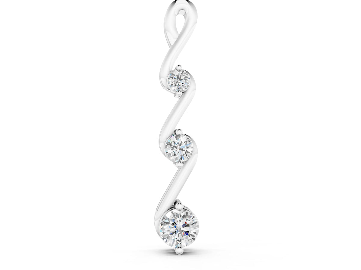 White gold Three-Stone Round Brilliant Prong Set Pendant