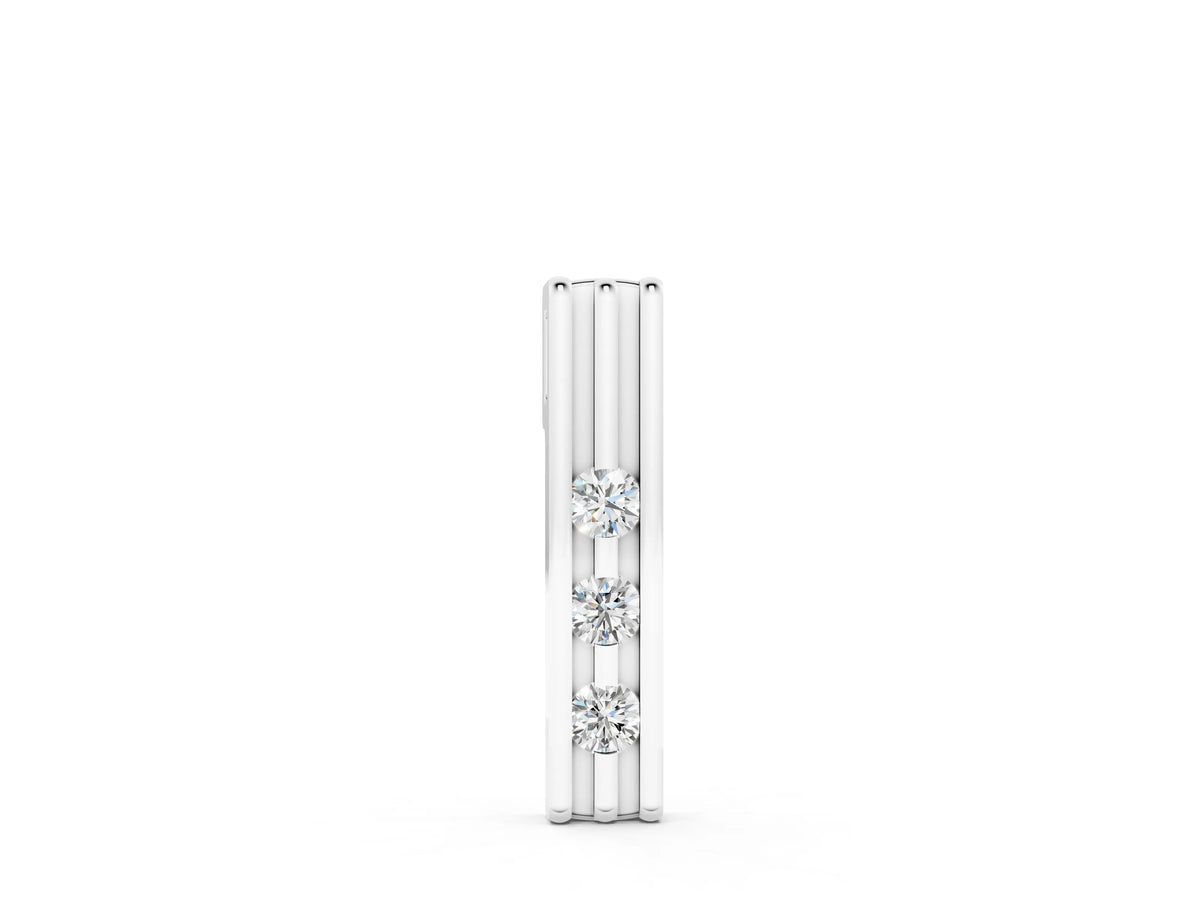 White gold Three-Stone Round Channel Set Pendant
