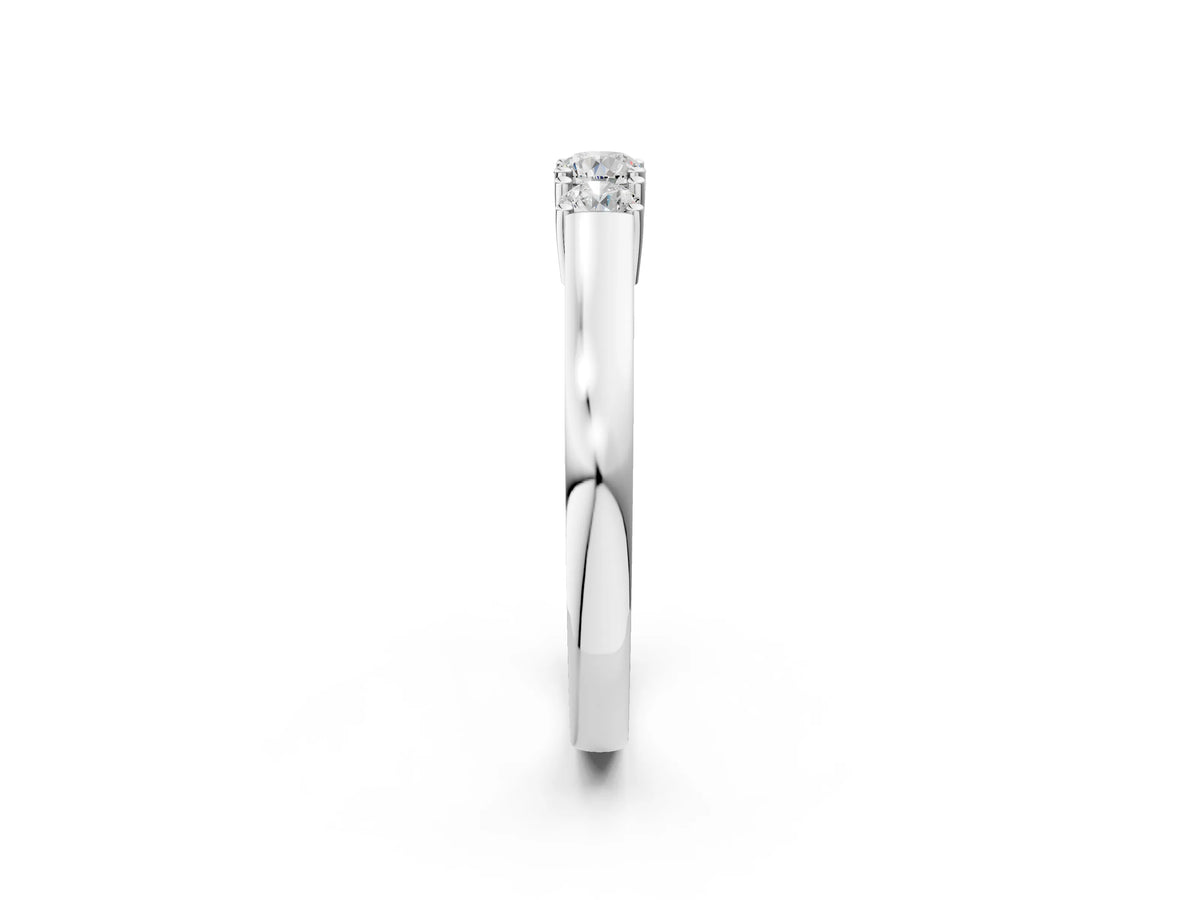 White gold Three-Stone Round Cut Diamond Channel Set Band with Prong Setting_2
