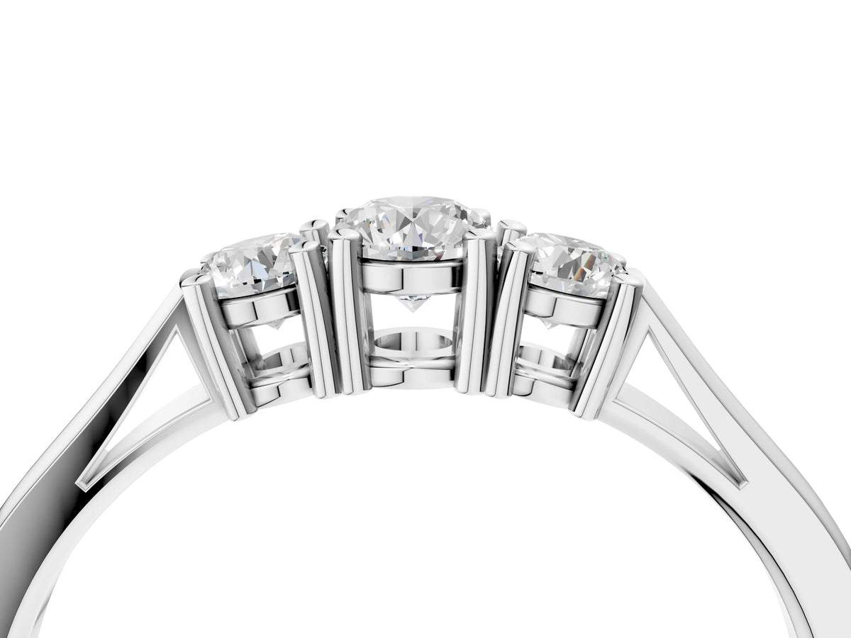 White gold Three-Stone Round Cut Diamond Channel Set Band with Prong Setting_4