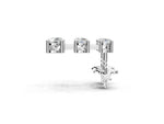 White gold Three-Stone Round Cut Drop Earrings with Prong Setting_2