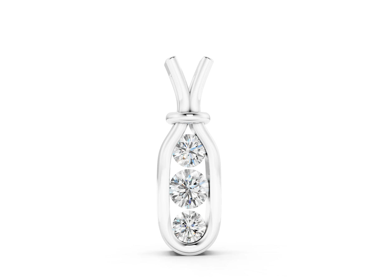 White gold Three-Stone Round Diamond Bezel Pendant