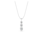 White gold Three-Stone Round Diamond Drop Pendant with Prong Setting_1