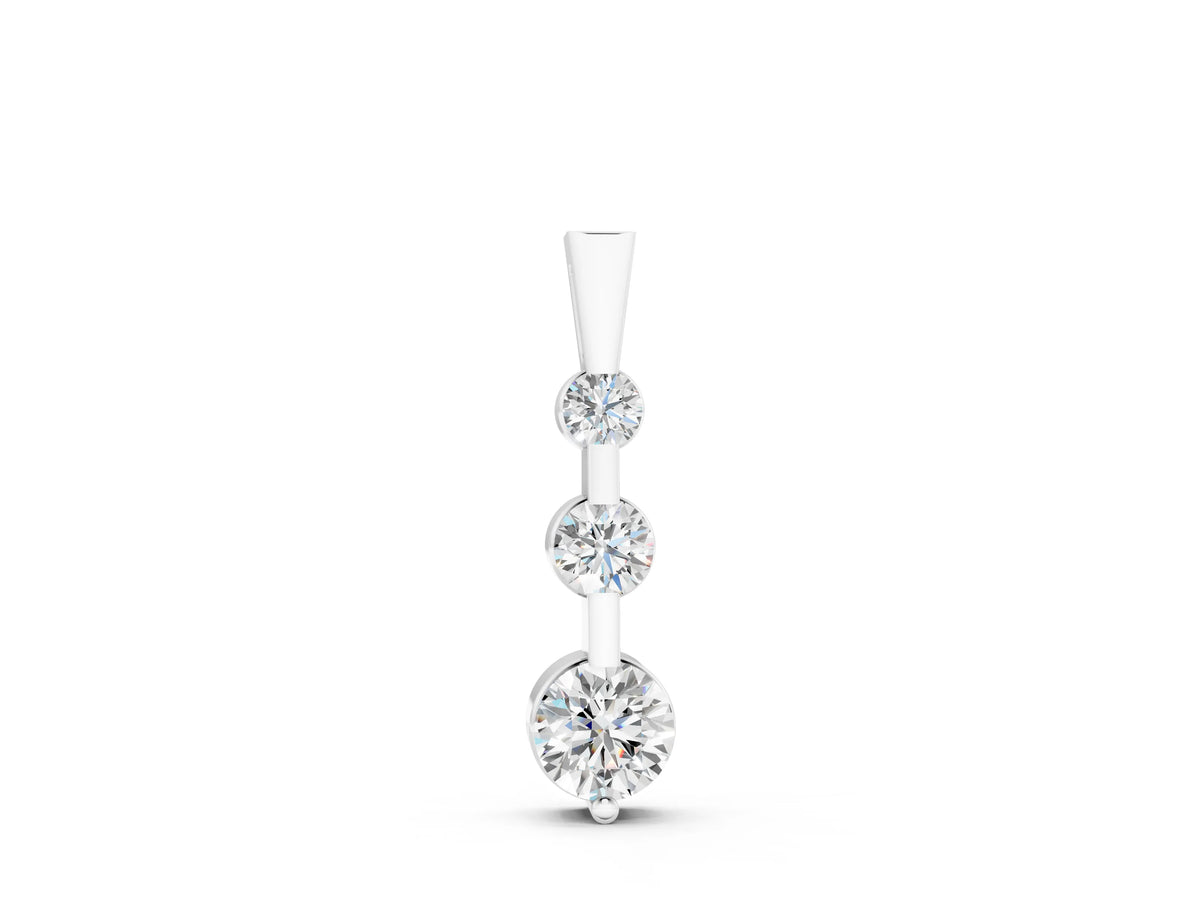 White gold Three-Stone Round Diamond Prong-Set Pendant