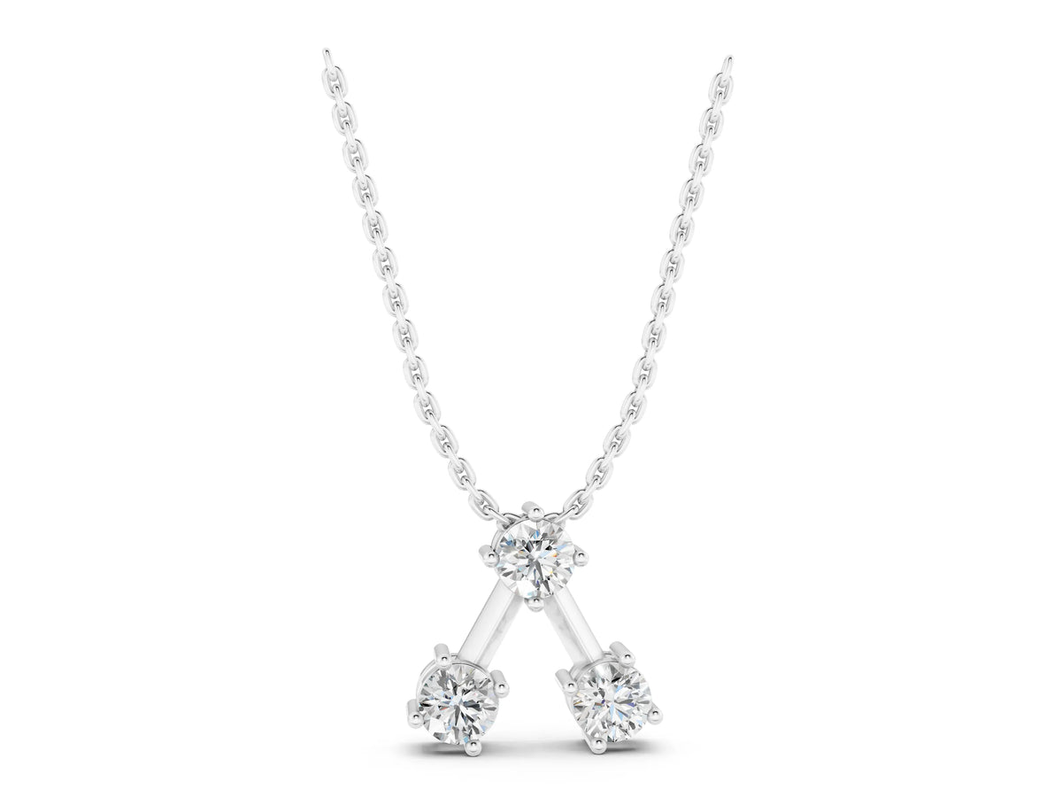 White gold Three-Stone Round Diamond Prong Set Pendant_1