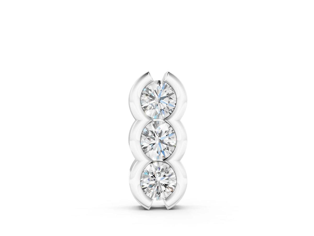 White gold Three Stone Round Diamond Shared Prong Pendant