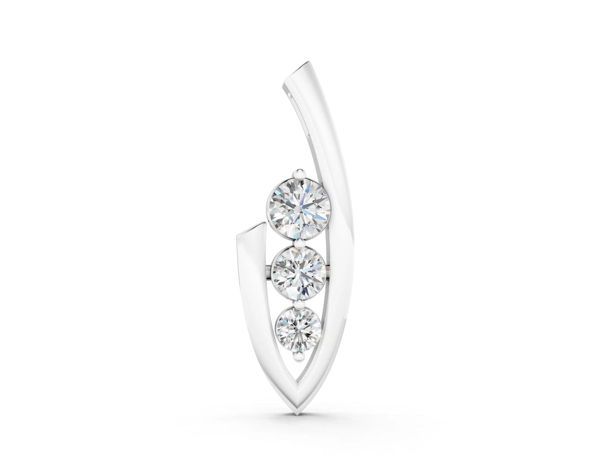 White gold Three-Stone Round Prong-Set Pendant