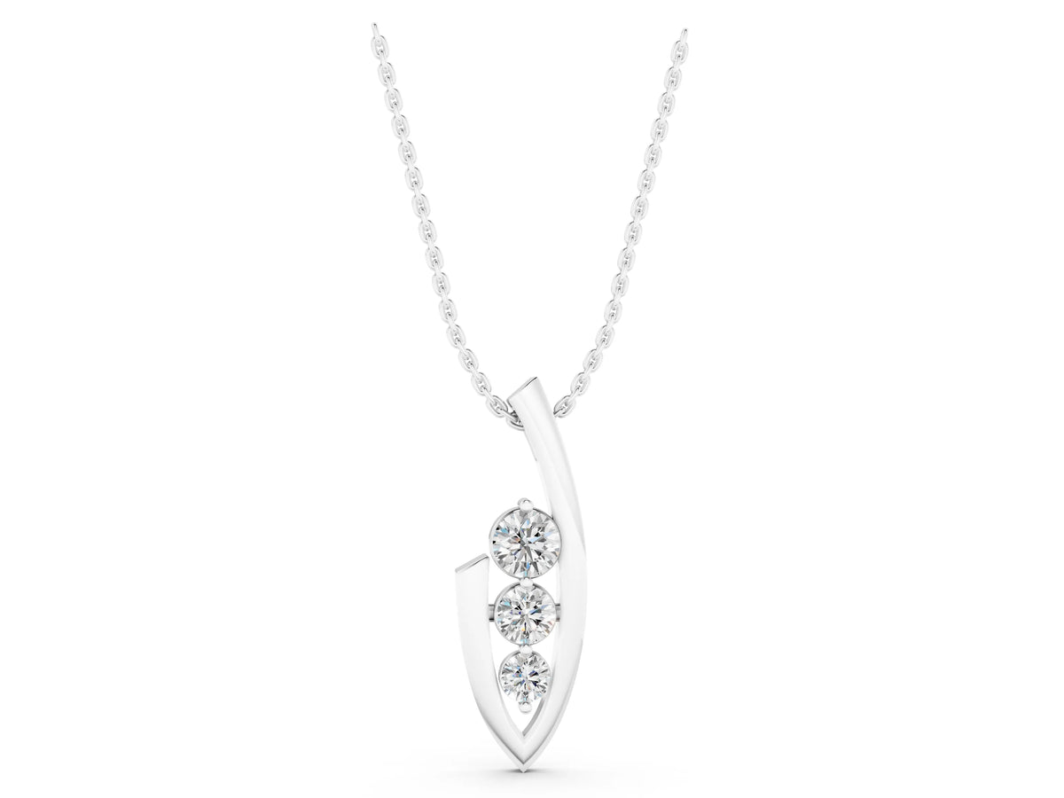 White gold Three-Stone Round Prong-Set Pendant_1
