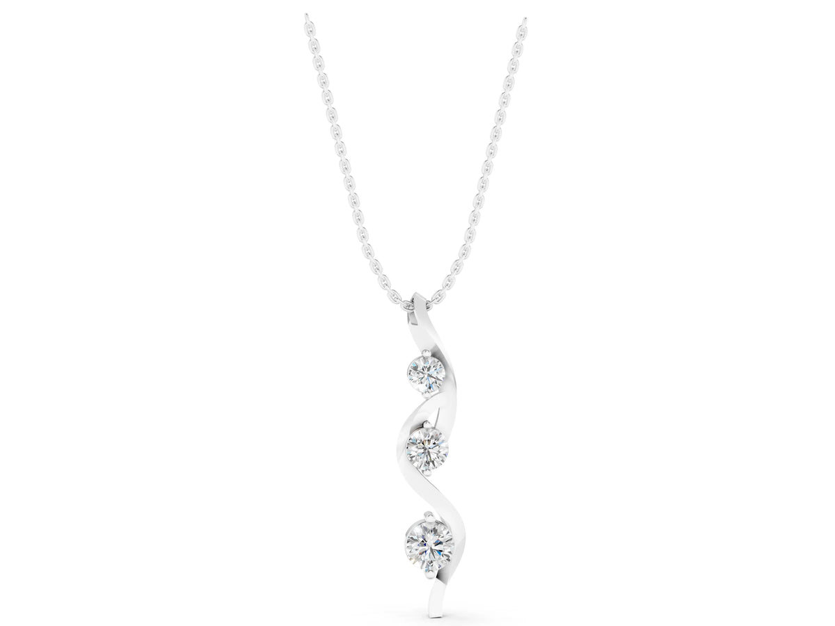 White gold Three-Stone Round Prong-Set Swirl Pendant_1