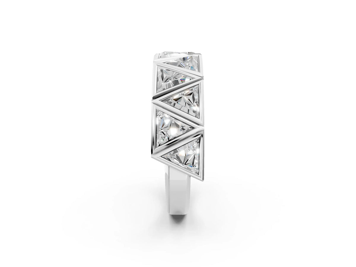 White gold Triangle Diamond Geometric Mens Band_2