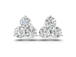White gold Triangular Cluster Round Diamond Stud Earrings with Prong Setting