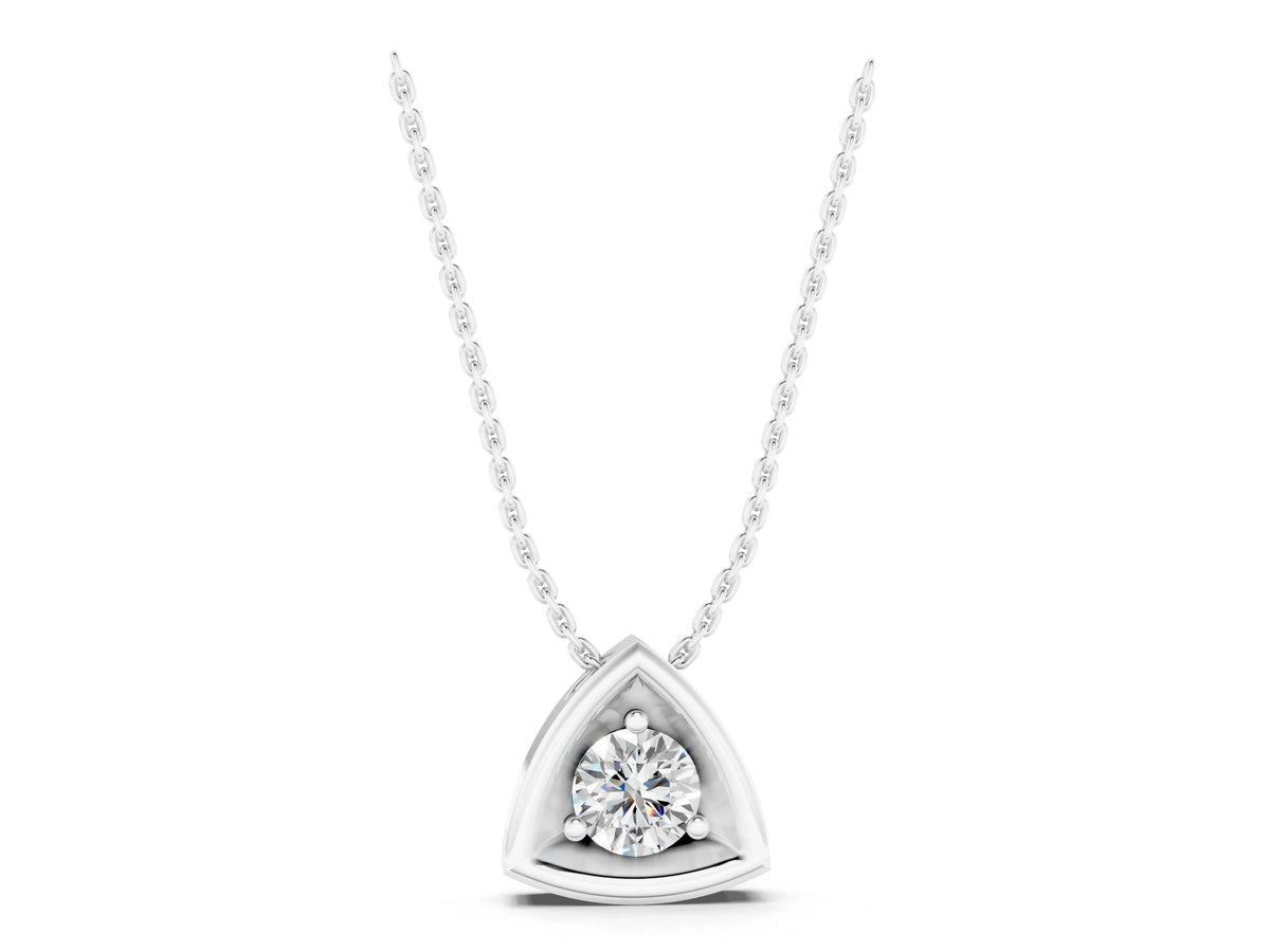 White gold Trillion Cut Diamond Bezel Pendant_1