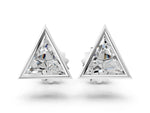White gold Trillion Diamond Bezel-Set Solitaire Stud Earrings